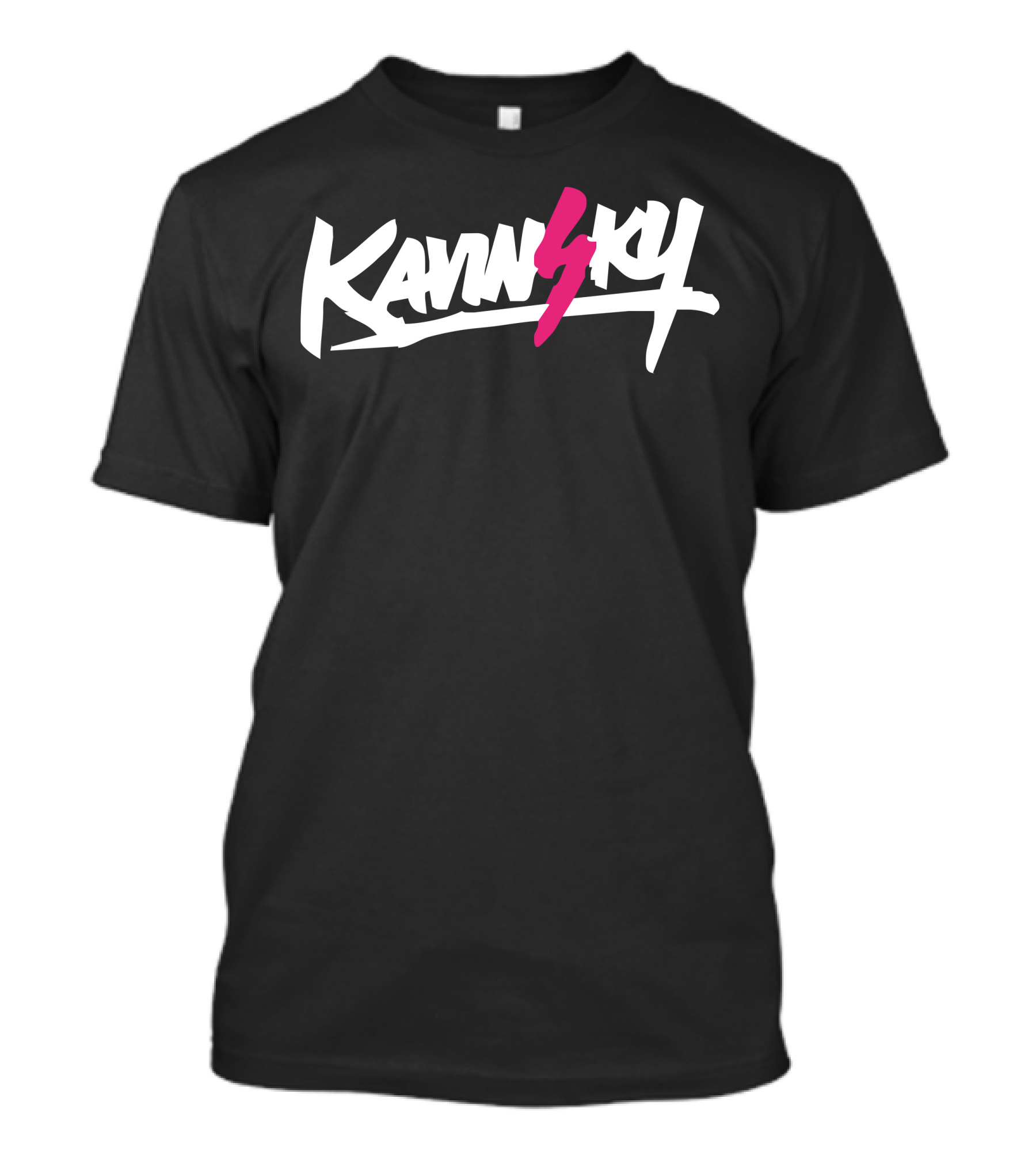 Kavinsky Logo With Lightning Bolt In Pink And White T-Shirt