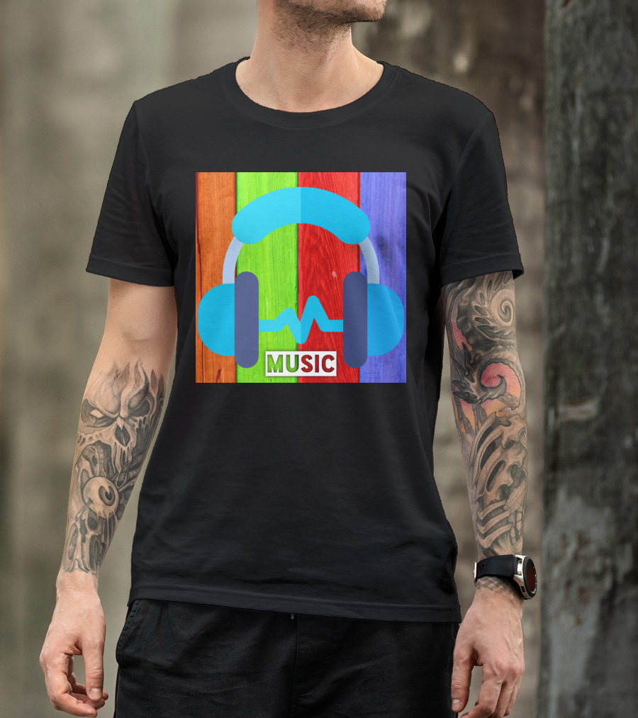 Party Wear Music Headphones Colorful Background T-Shirt