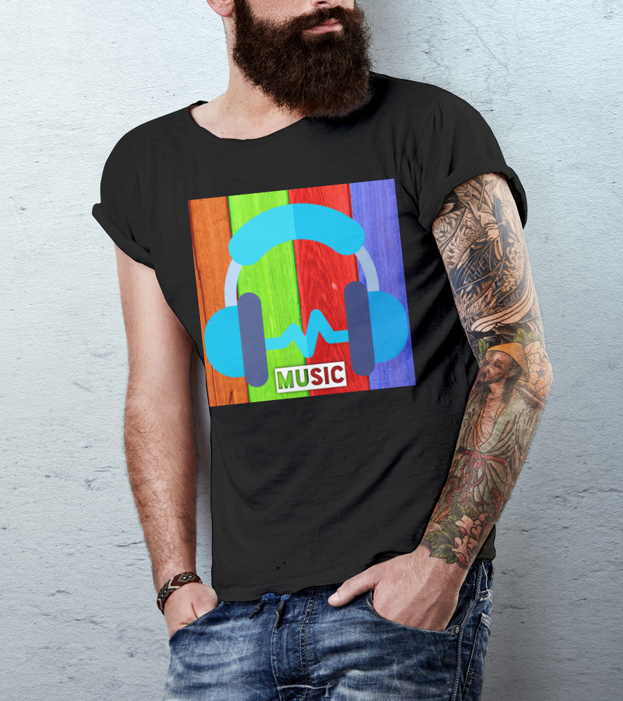 Party Wear Music Headphones Colorful Background T-Shirt
