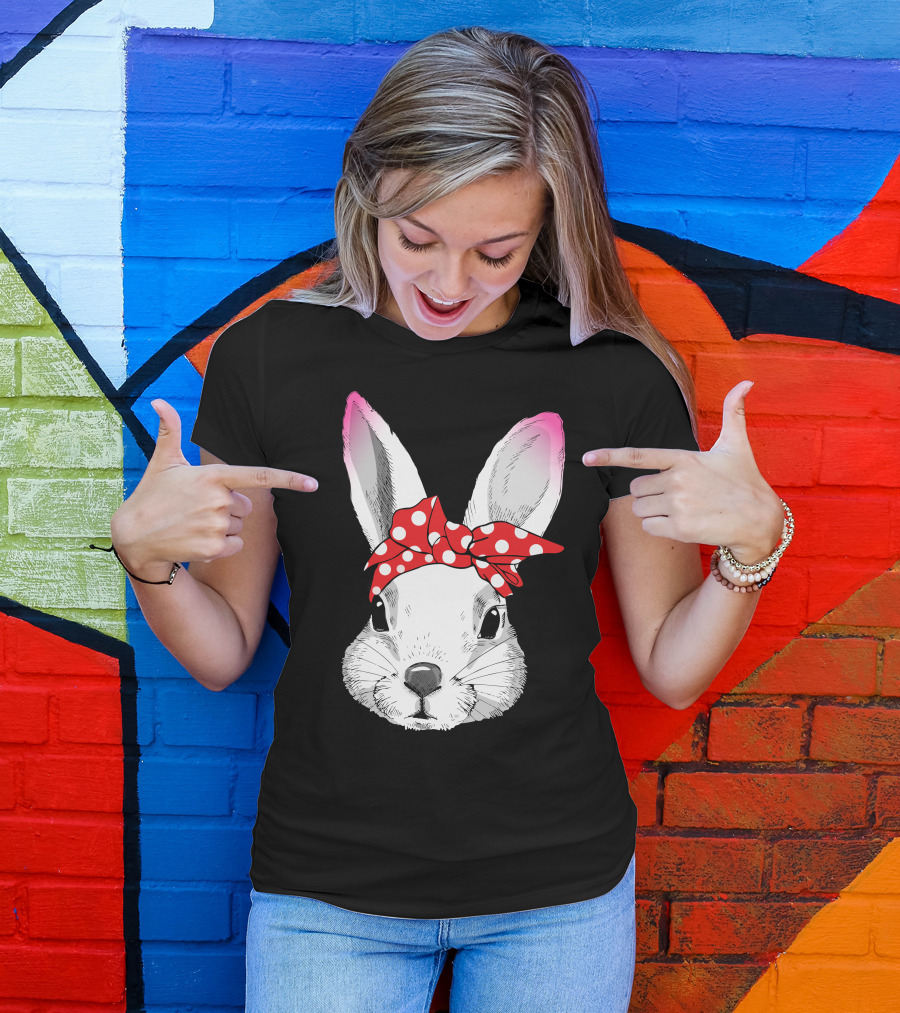 Rabbit With Red Polka Dot Bandana T-Shirt