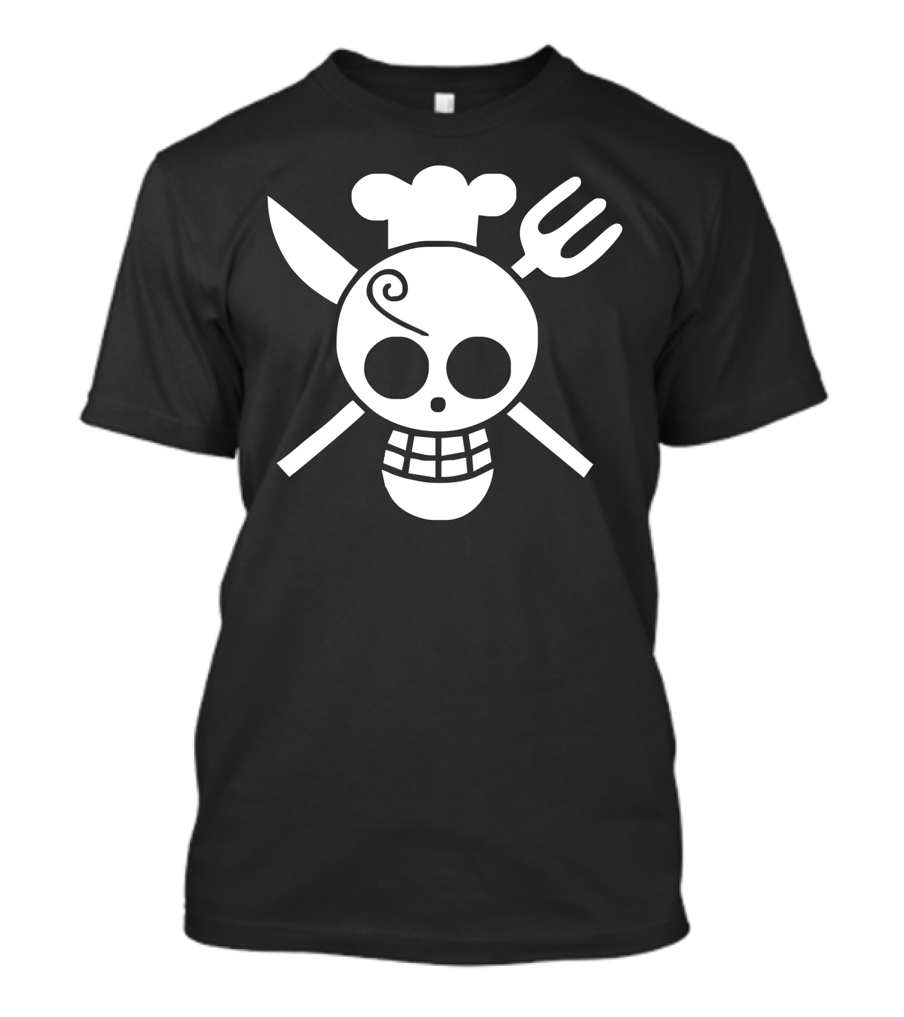 Sanji Skull Chef Hat Crossbones Knife Fork One Piece Flag T-Shirt