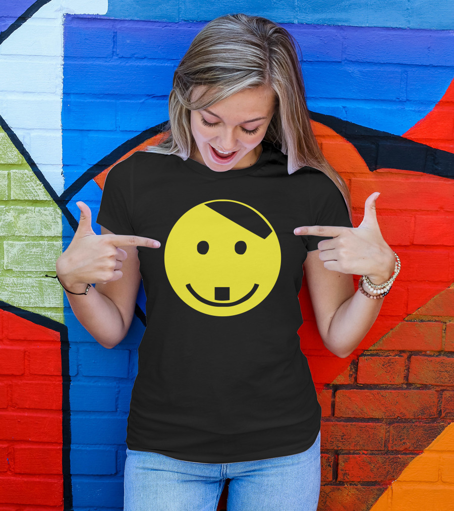 Smiley Face Adolf Hitler Icon With Yellow And Black Elements T-Shirt