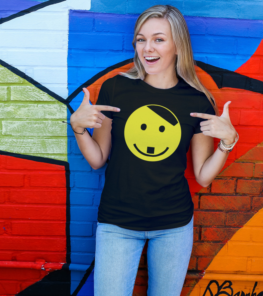 Smiley Face Adolf Hitler Icon With Yellow And Black Elements T-Shirt