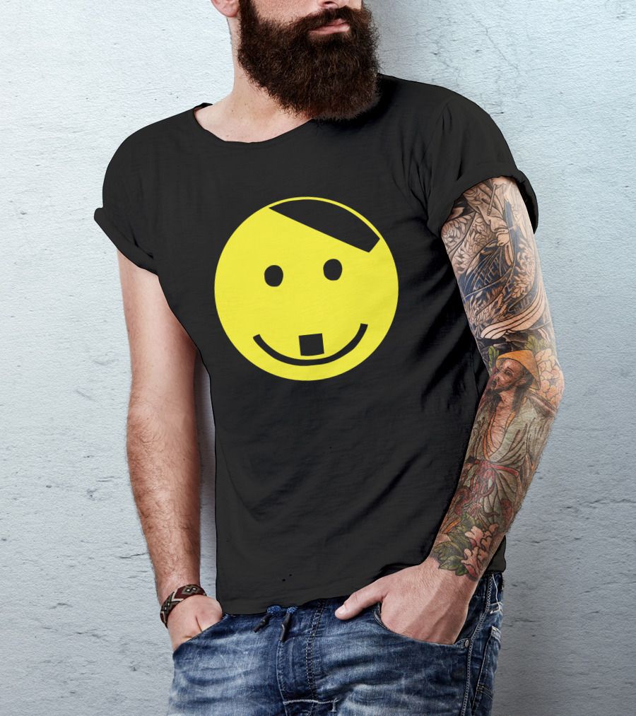Smiley Face Adolf Hitler Icon With Yellow And Black Elements T-Shirt