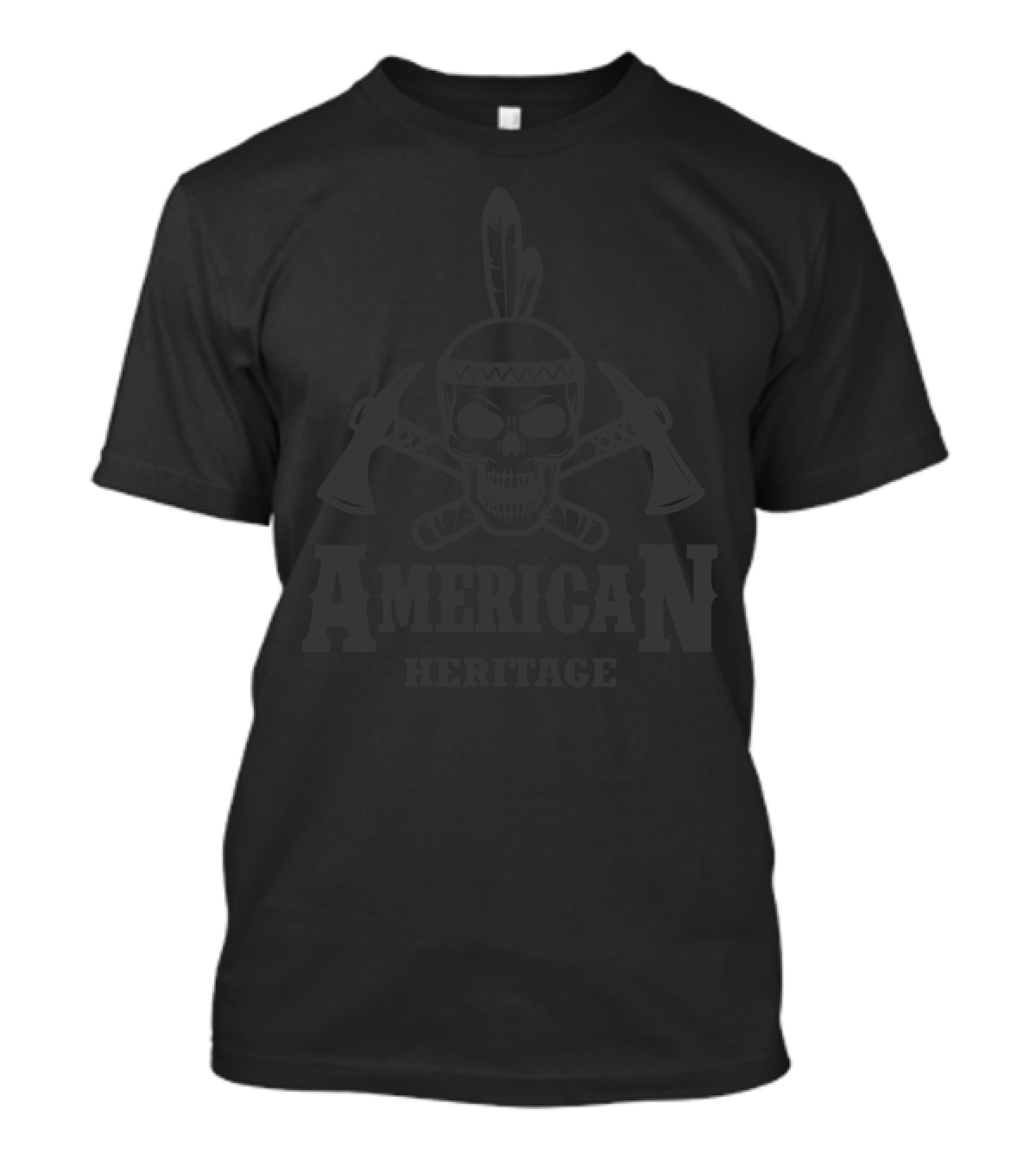 American Heritage Skull With Feather And Crossed Axes T-Shirt