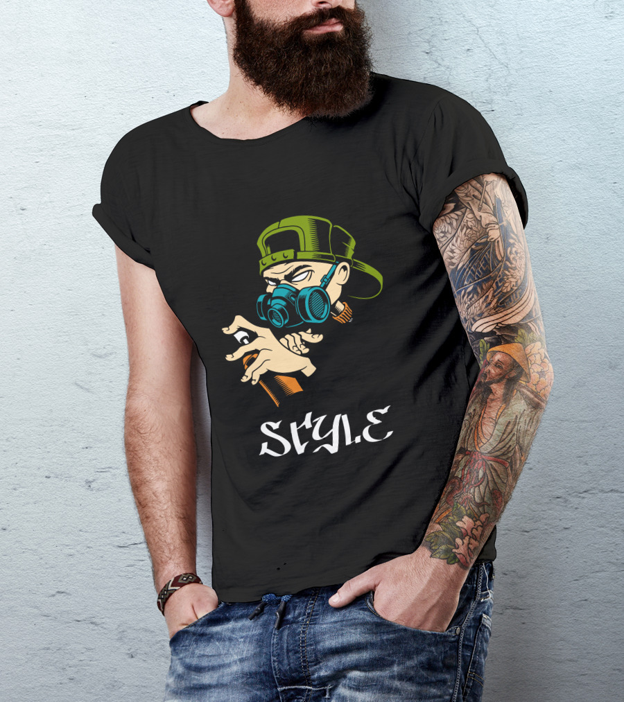 Brooklyn Style Graffiti Masked Artist Spray Can Urban T-Shirt