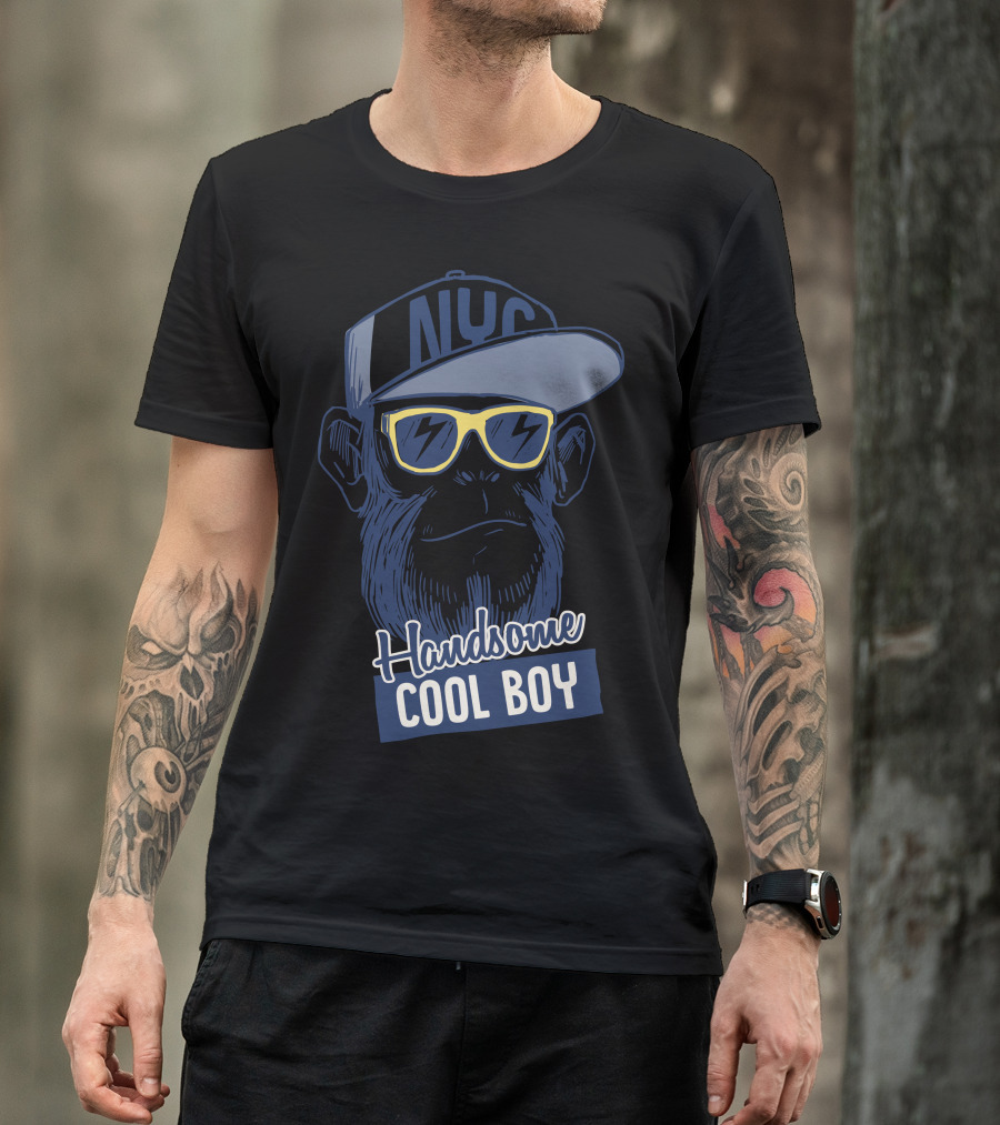 Handsome Cool Boy NYC Monkey T-Shirt