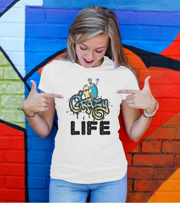 Crazy Life Skateboarding Spray Can Adventure T-Shirt