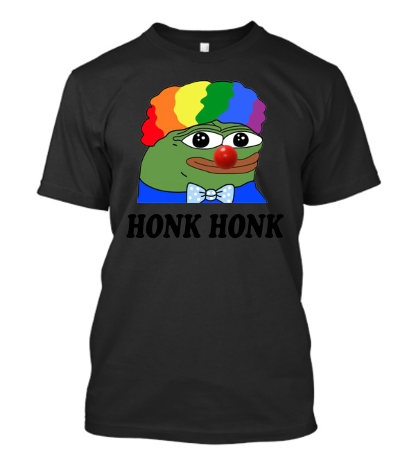 Honk Honk Pepe Clown Meme Rainbow Wig Nose T-Shirt