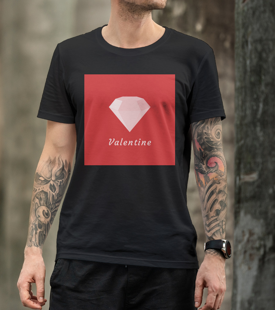 Valentine Pink Diamond On Red T-Shirt