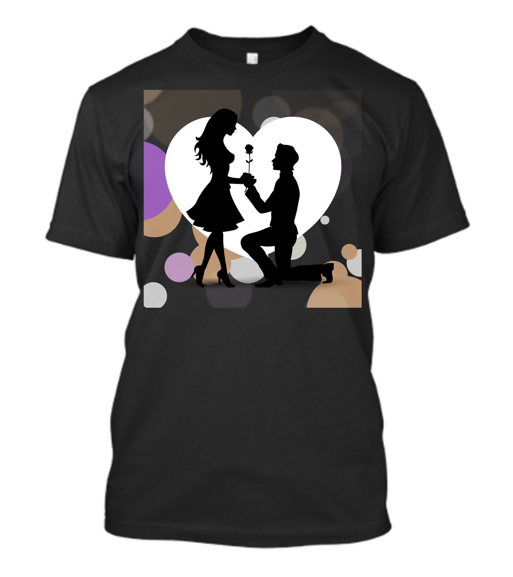 Couple Silhouette Proposal With Heart Background T-Shirt