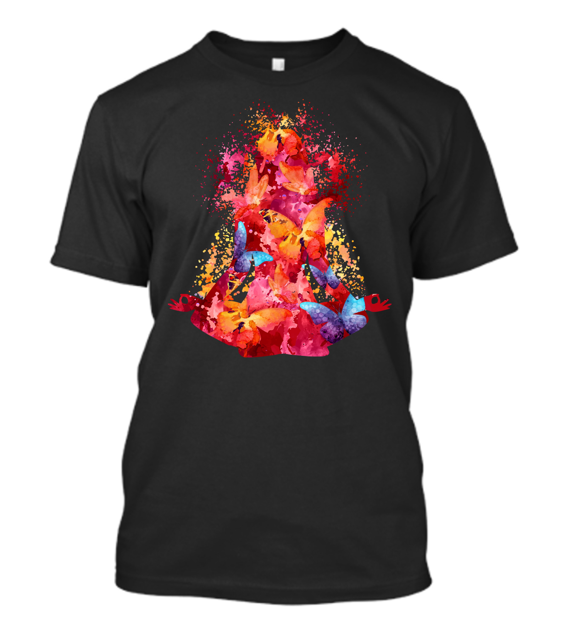 Yoga Watercolor Butterfly Meditation Burst T-Shirt