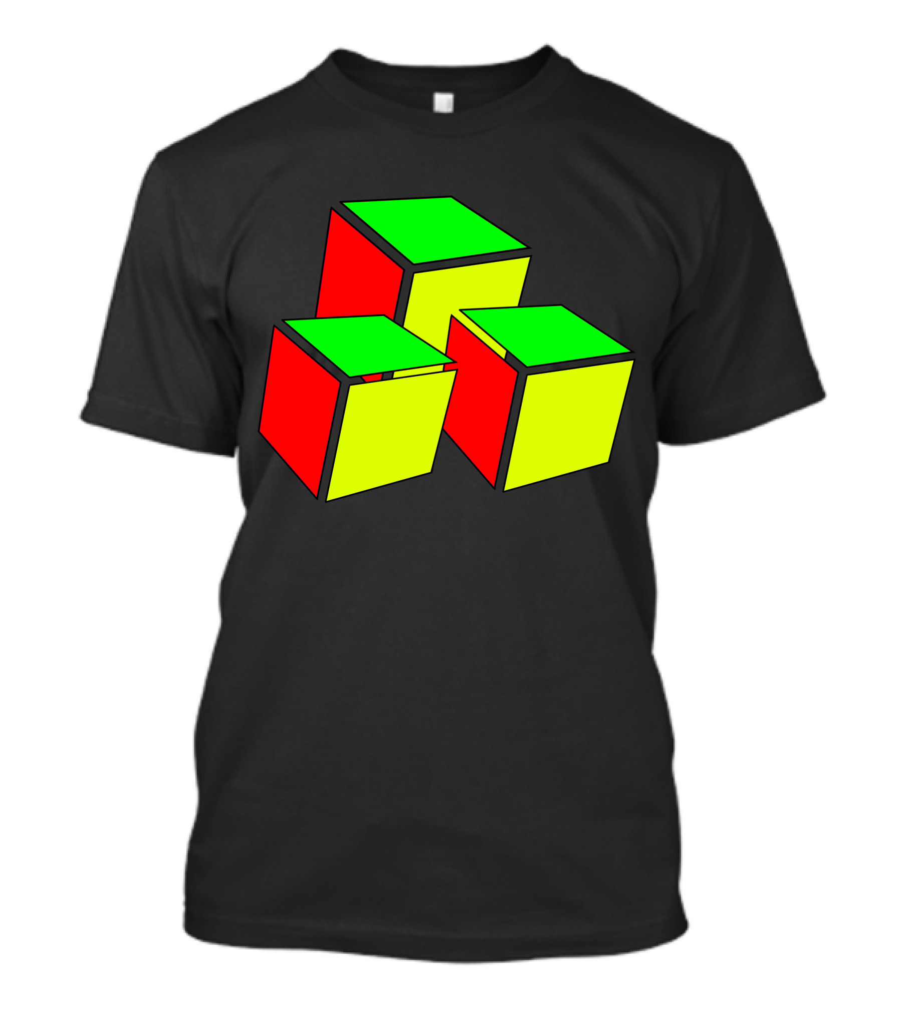 3D Cubes Red Yellow Green T-Shirt
