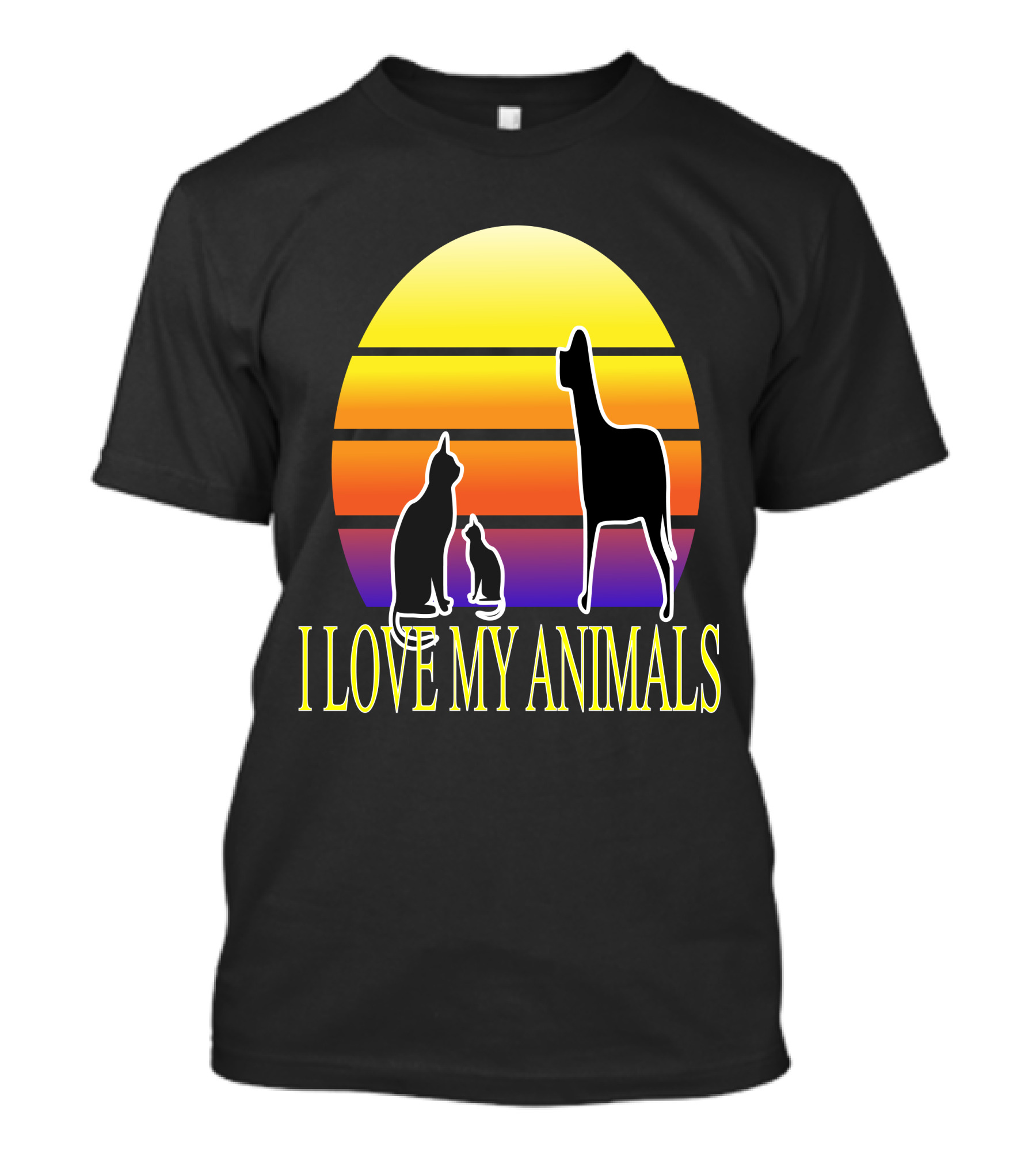 I Love My Animals Cat Dog Sunset T-Shirt