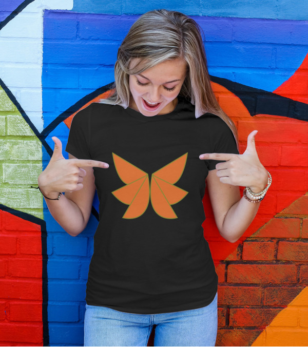 Orange Geometric Butterfly Shape T-Shirt