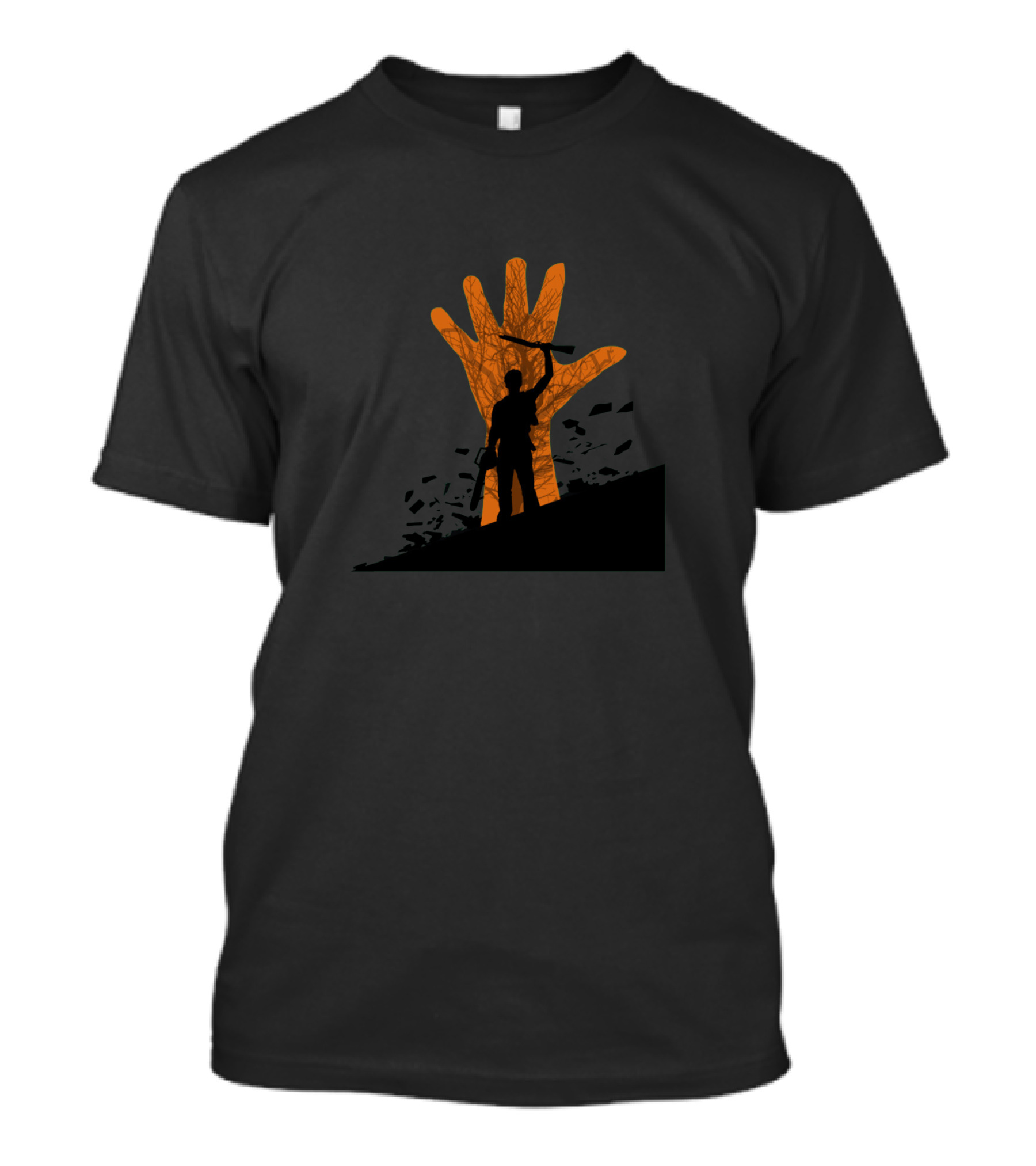 Evil Dead Silhouette Chainsaw And Tree Hand T-Shirt