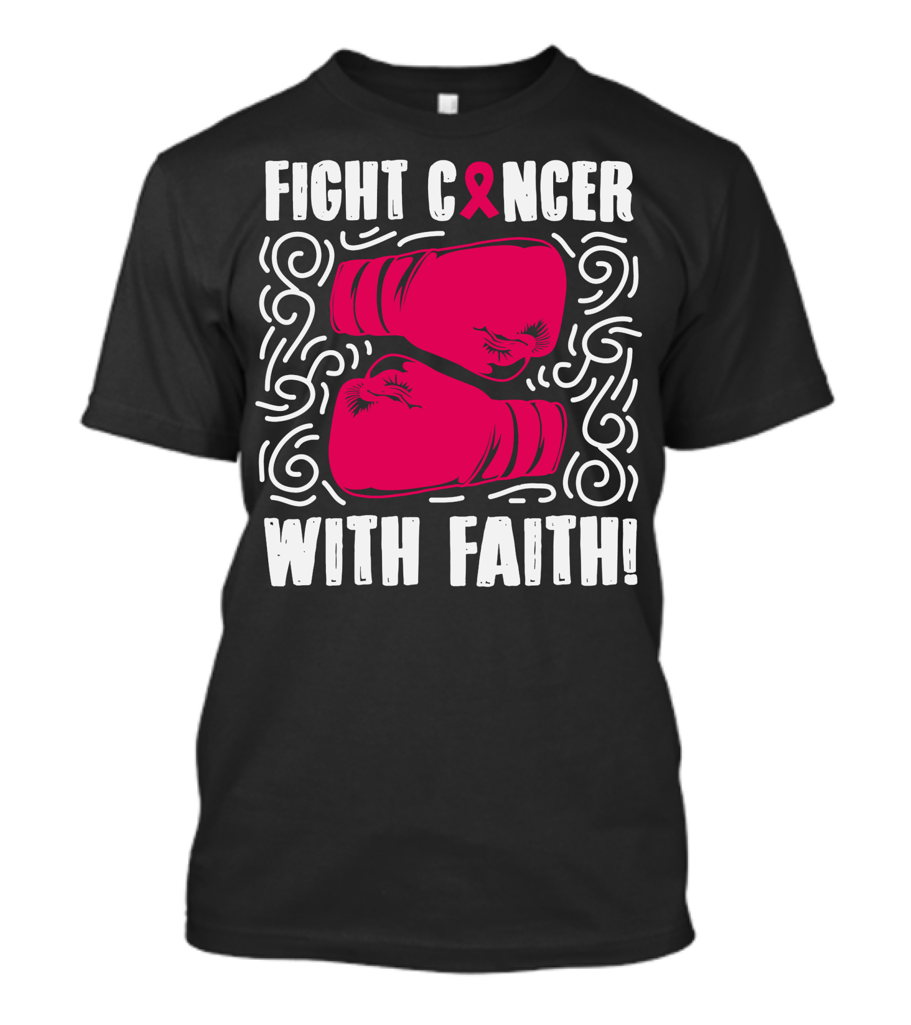 Fight Cancer With Faith Pink Ribbon Boxing Gloves Empowerment T-Shirt