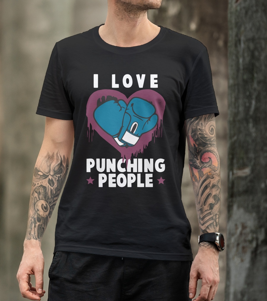 I Love Punching People Boxing Gloves Heart T-Shirt