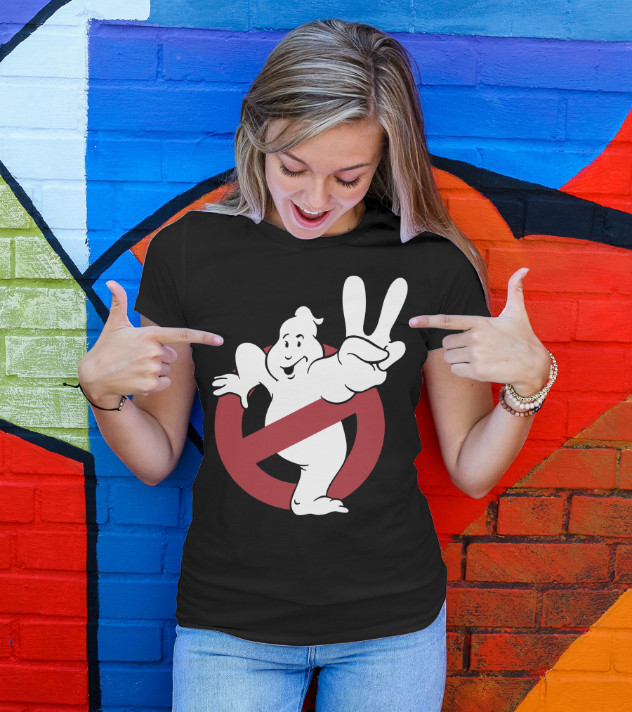 Ghostbusters Peace Sign Ghost Funny T-Shirt