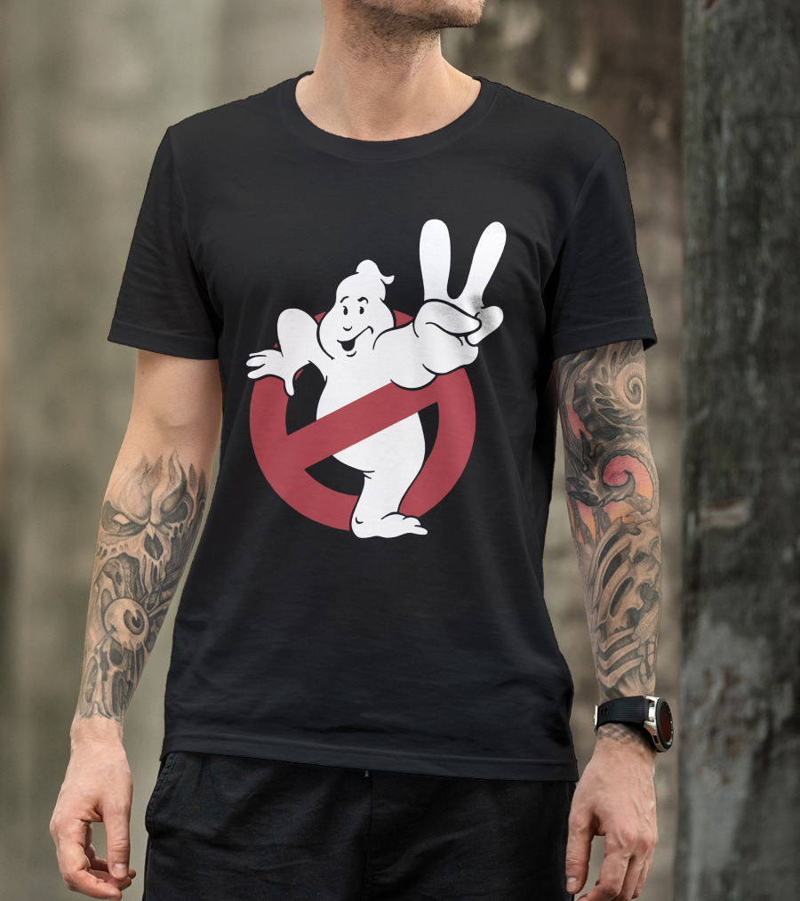 Ghostbusters Peace Sign Ghost Funny T-Shirt