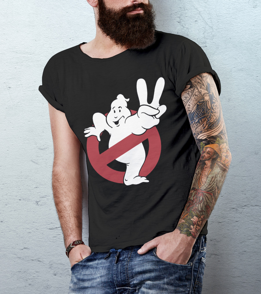 Ghostbusters Peace Sign Ghost Funny T-Shirt