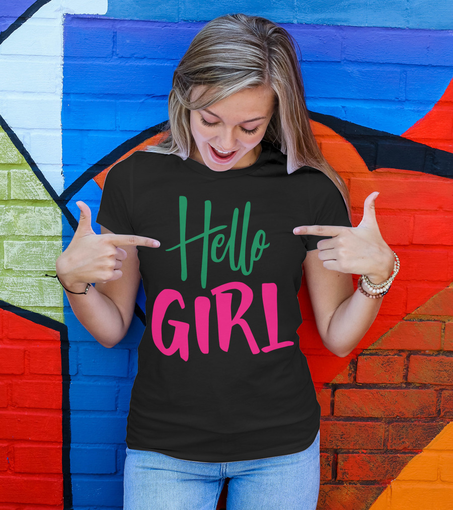 Hello Girl Bold Vibrant Text T-Shirt