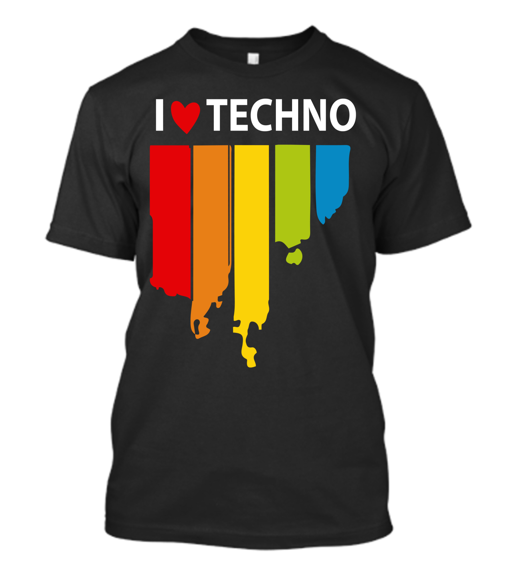I Love Techno Music Rainbow Dripping Heart T-Shirt