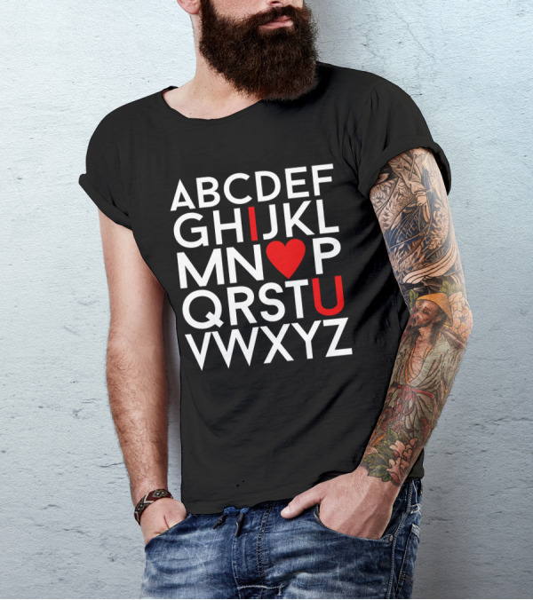 Alphabet I Heart U Kids Valentine T-Shirt