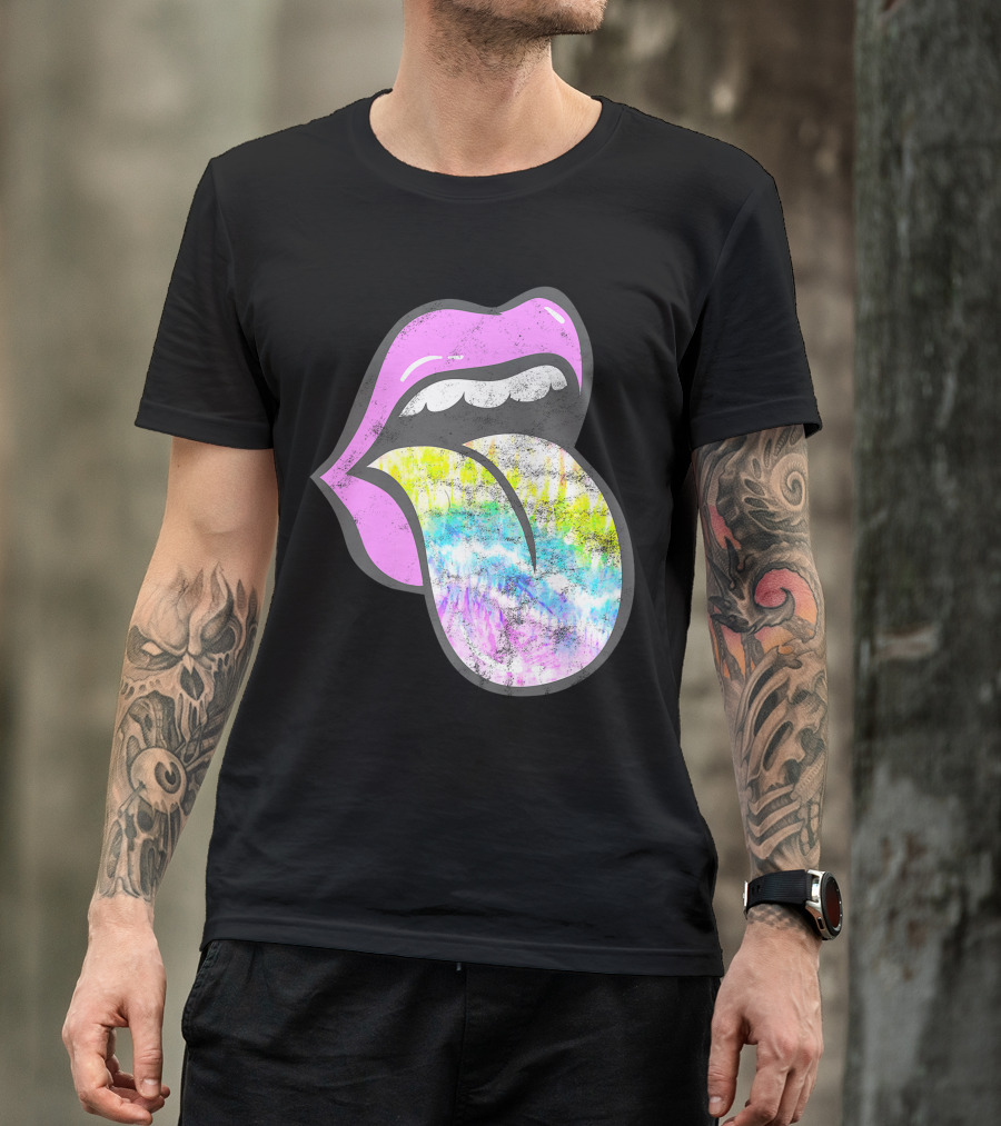 Lavender Rose Lips Tie Dye Tongue Out Pastel Palette T-Shirt