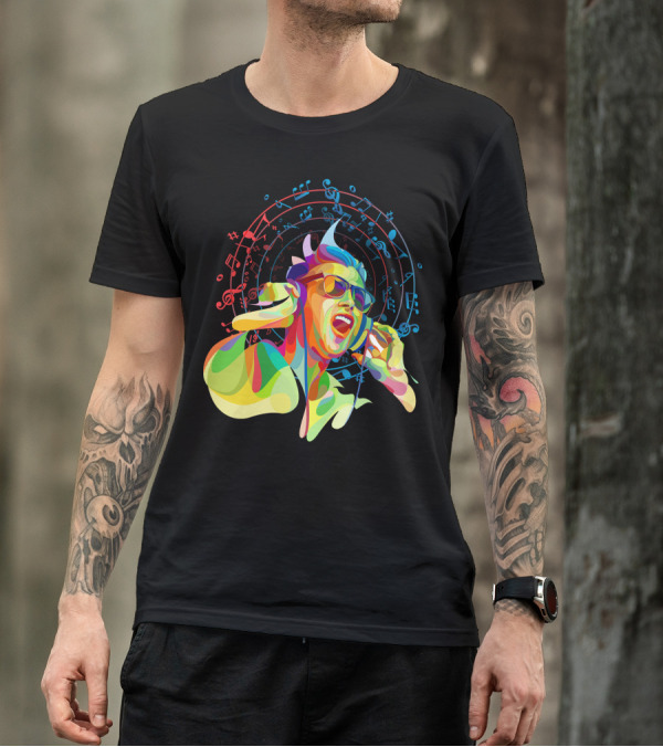 Listening To Music Vibrant Soundwaves Music Notes Burst T-Shirt