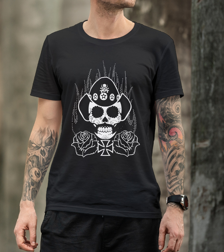 Motorhead Of The Dead Skull With Cross And Roses T-Shirt
