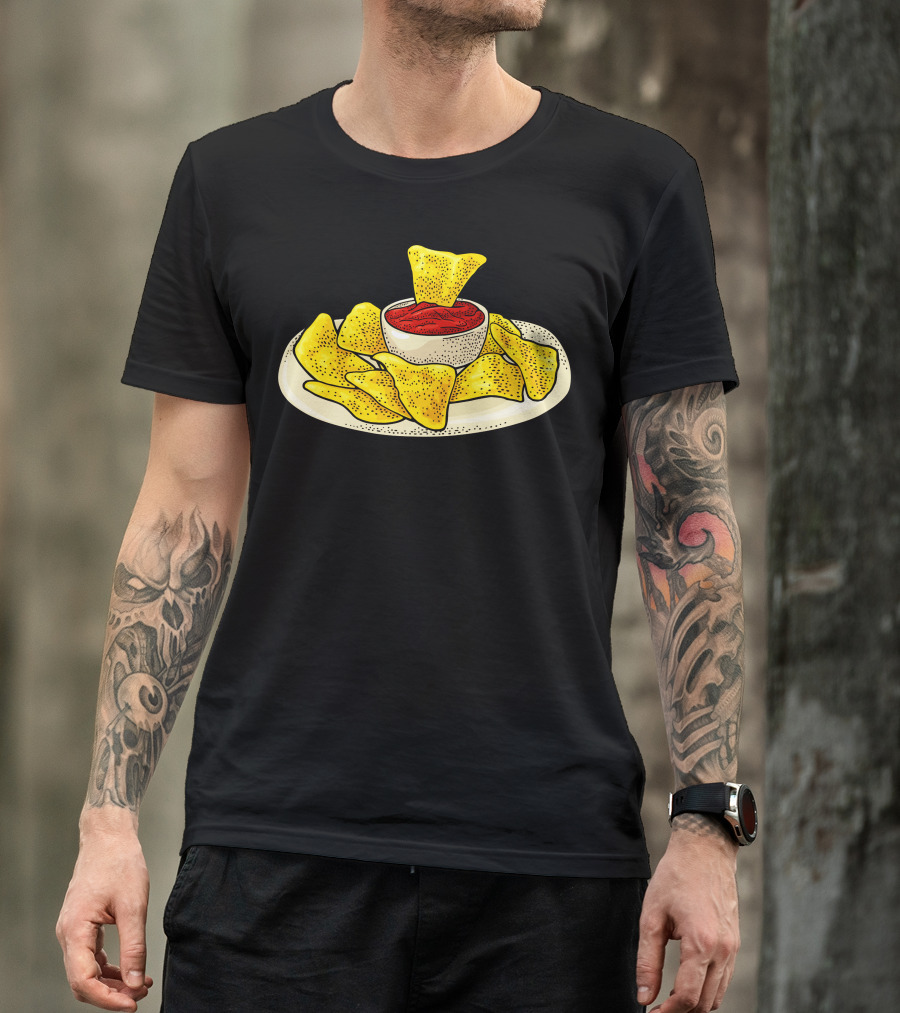 Nachos Chips With Ketchup In Bowl On Plate T-Shirt