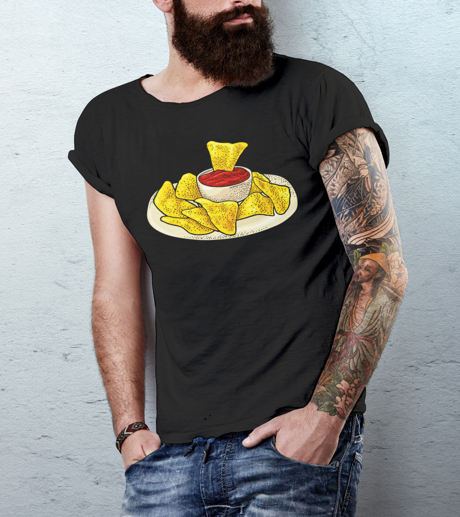 Nachos Chips With Ketchup In Bowl On Plate T-Shirt