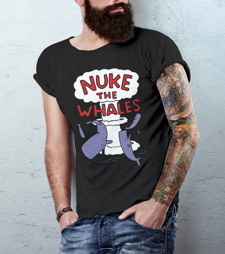 Nuke The Whales Iconic Parody Design Featuring Explosive Cartoon T-Shirt