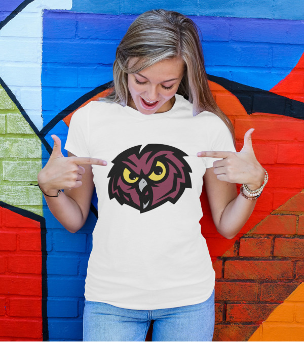 Owl Face Logo With Intense Yellow Eyes T-Shirt