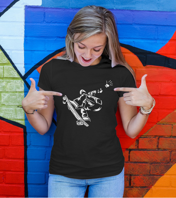 Action Skateboard Trick In T-Shirt
