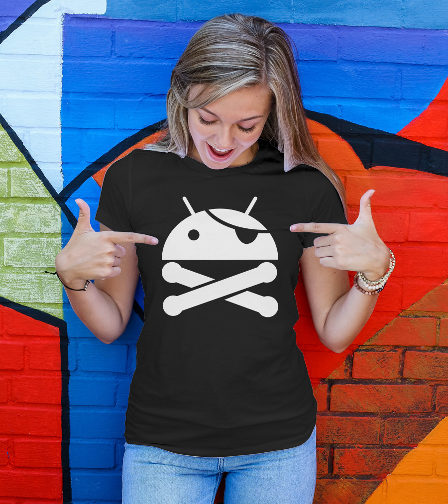 Android Pirate Superuser Icon Skull And Crossbones T-Shirt