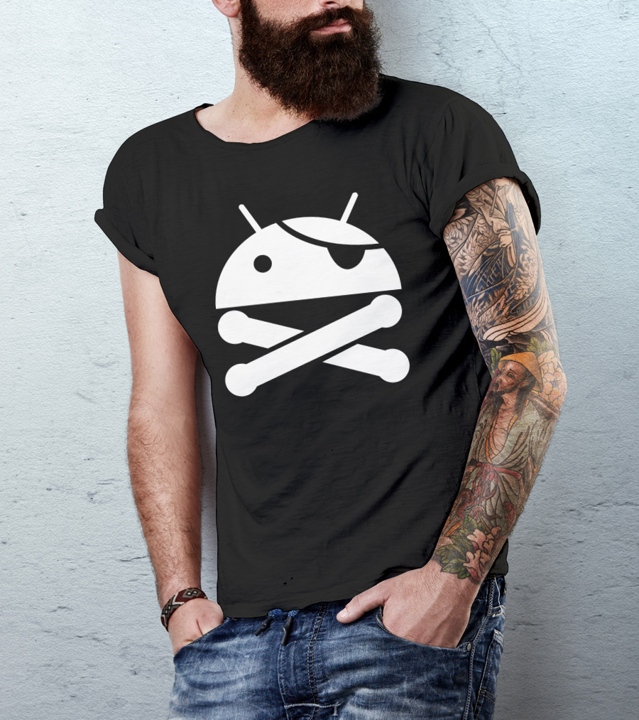 Android Pirate Superuser Icon Skull And Crossbones T-Shirt