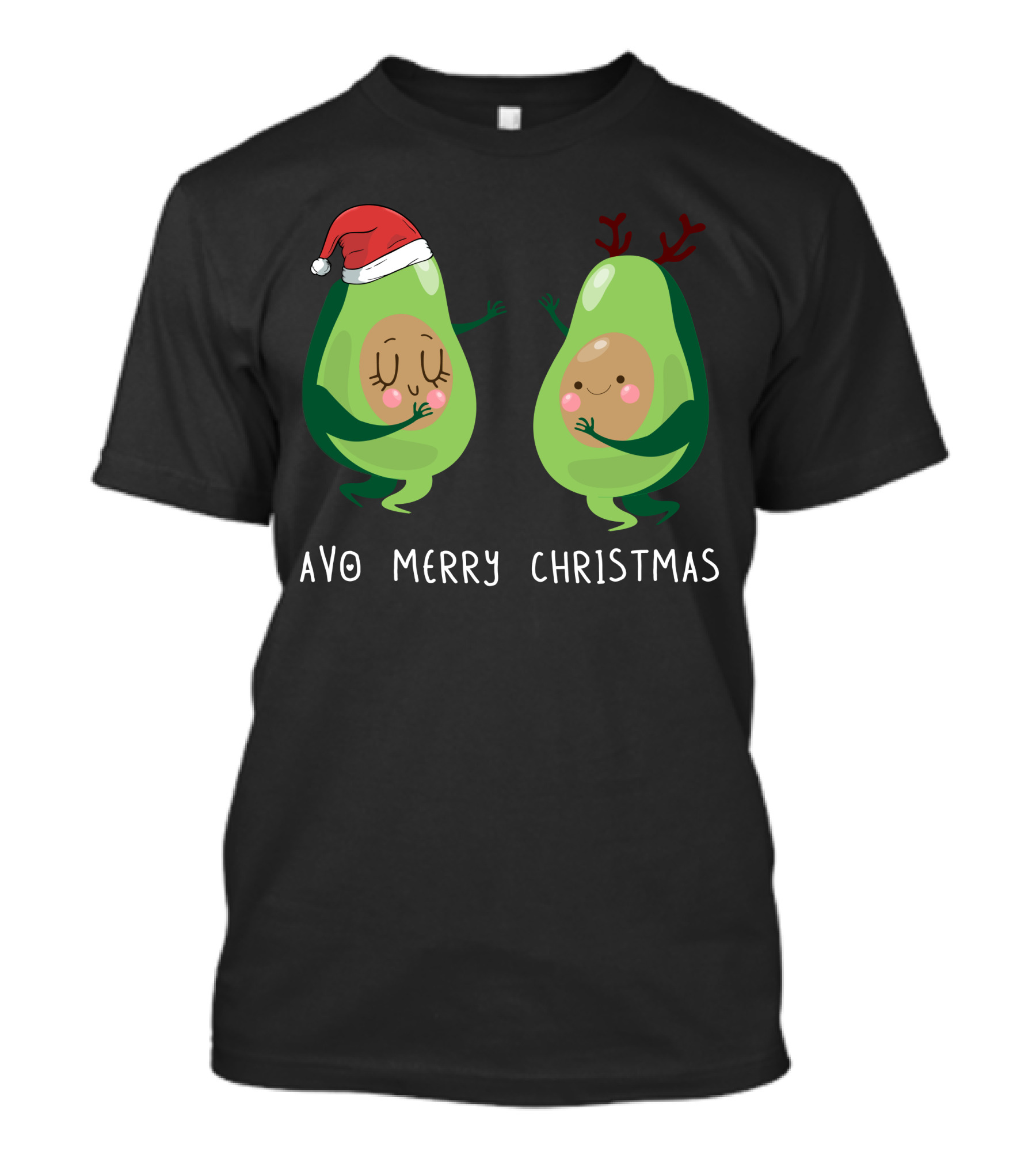 Avo Merry Christmas Santa Hat Reindeer Avocado T-Shirt