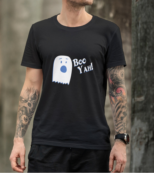 Boo Yah Ghost Expression Cartoon Spooky Fun T-Shirt