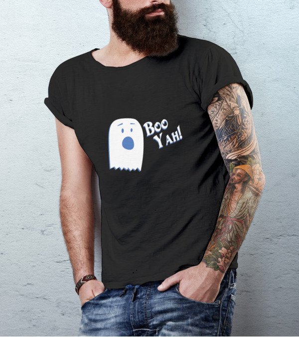 Boo Yah Ghost Expression Cartoon Spooky Fun T-Shirt