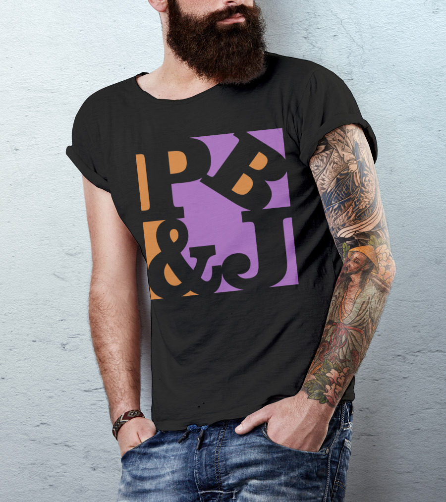 PbJ Vectorized Bold PB&J Black Orange Purple T-Shirt