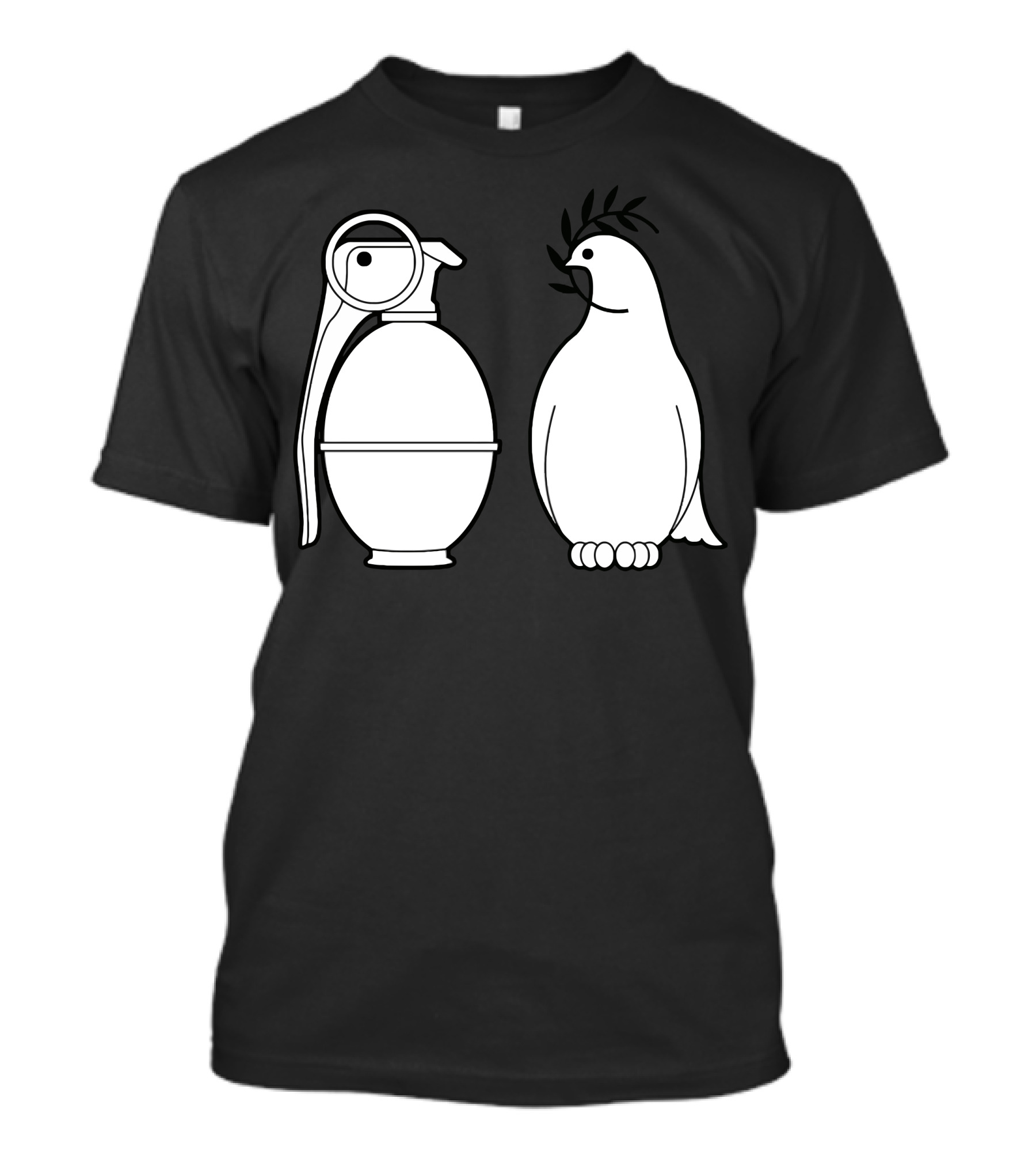 Peace And Hate Can You Tell The Difference Grenade And Dove Contrast T-Shirt