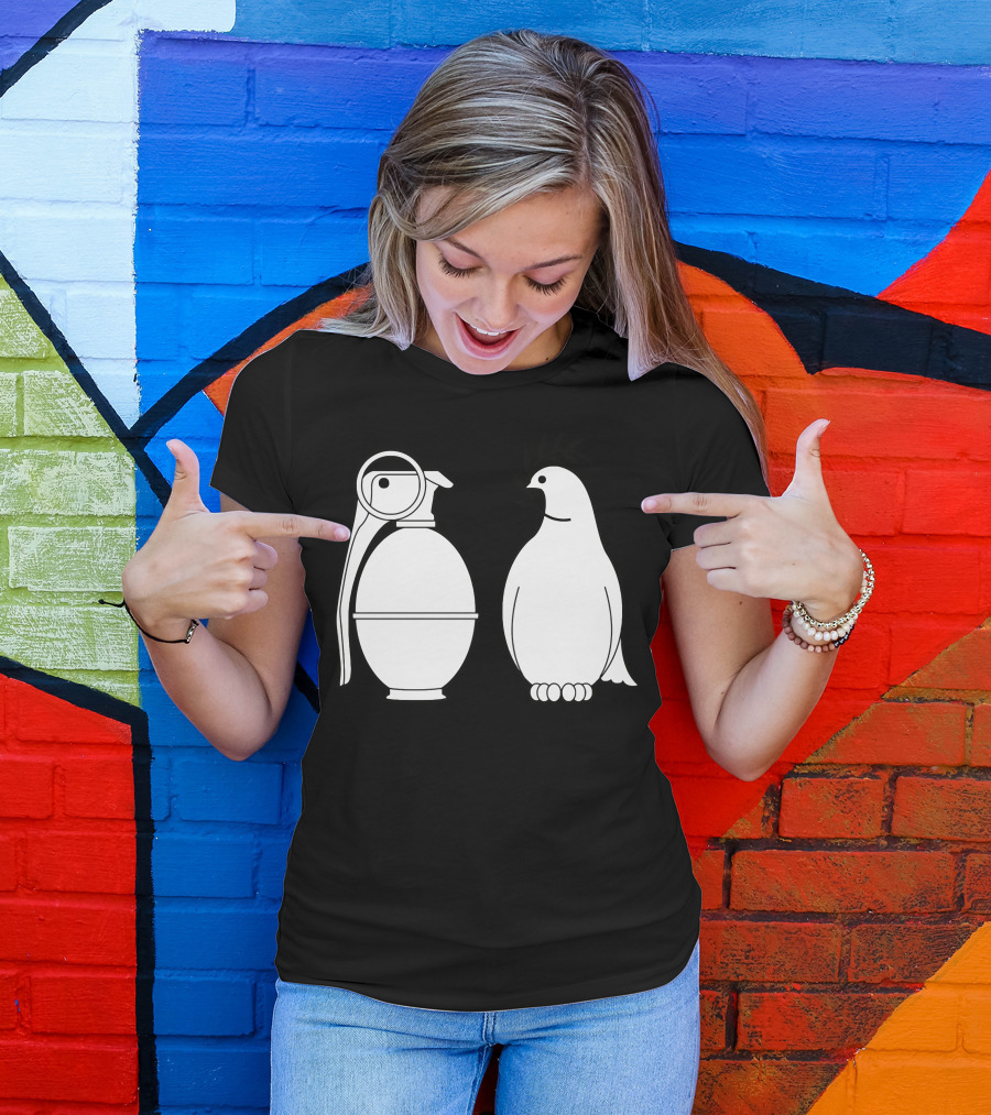 Peace And Hate Can You Tell The Difference Grenade And Dove Contrast T-Shirt