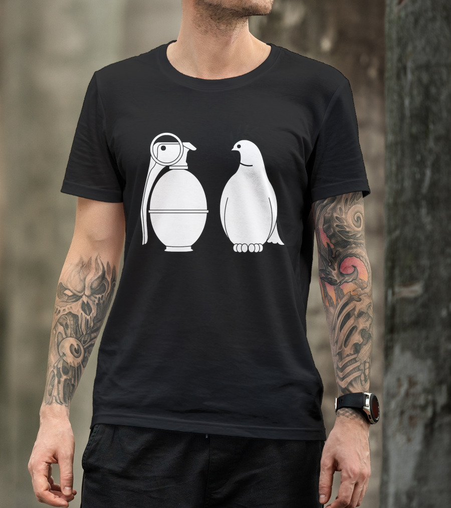 Peace And Hate Can You Tell The Difference Grenade And Dove Contrast T-Shirt