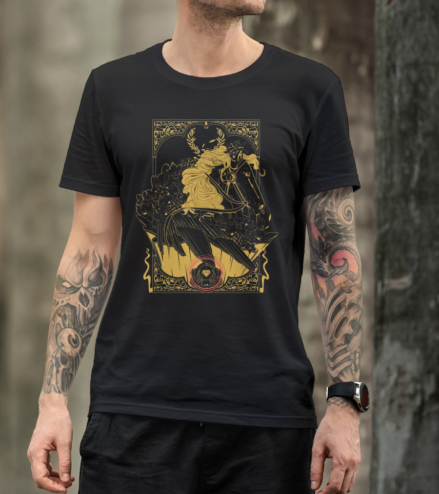 Pegasvs Mythical Steed With Floral Accents And Art Nouveau Elements T-Shirt