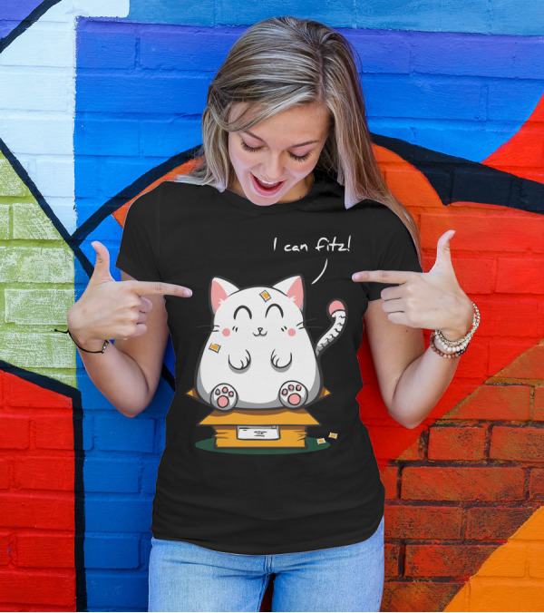 I Can Fitz Purrfect Fit Cute Cat In Box T-Shirt