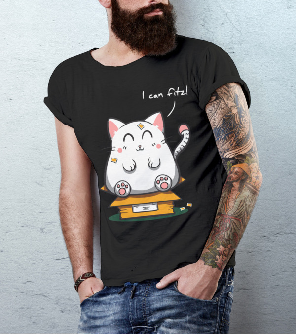 I Can Fitz Purrfect Fit Cute Cat In Box T-Shirt