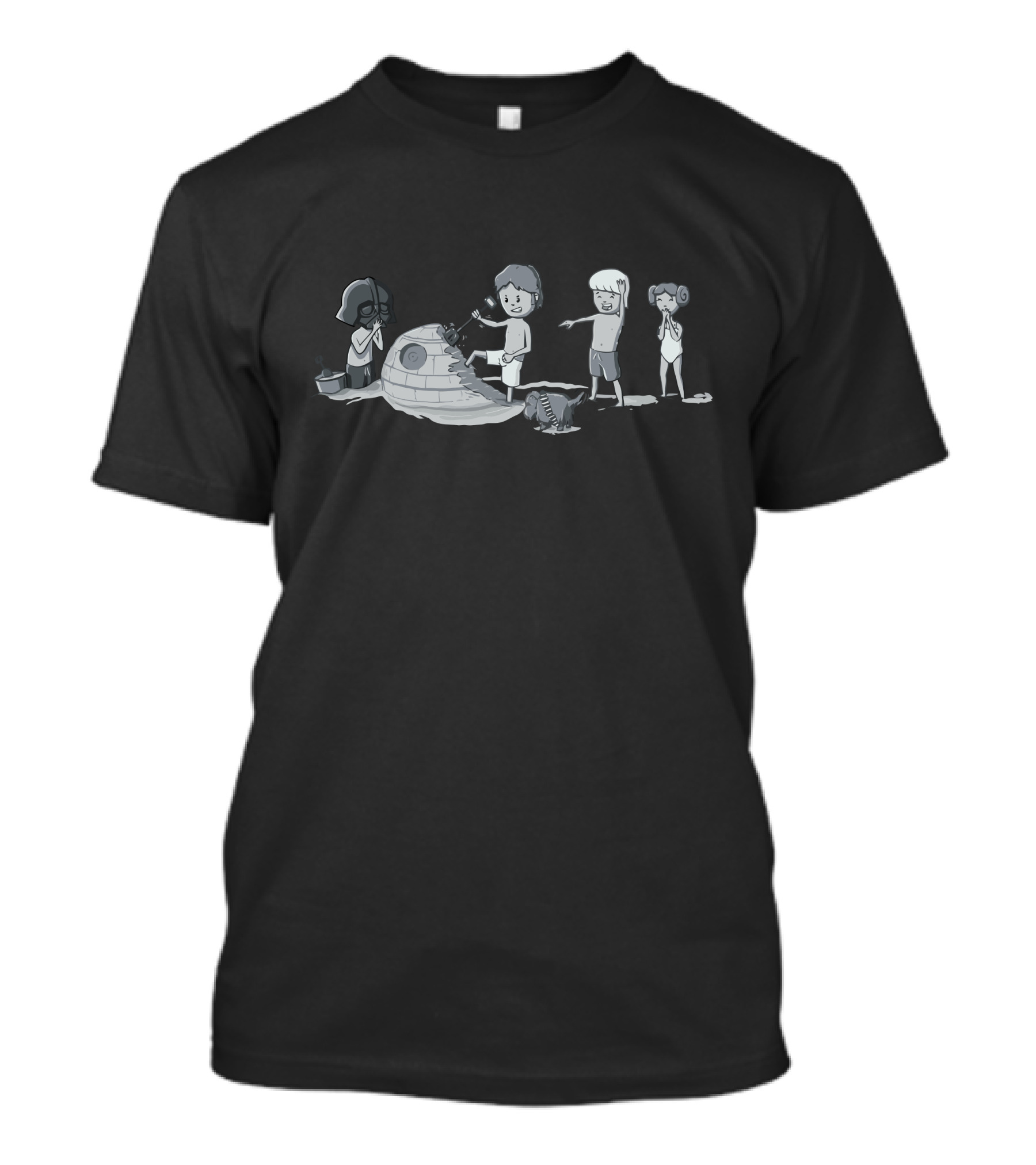 Rebel Attack Childlike Star Wars Characters Building Death Star Sandcastle T-Shirt