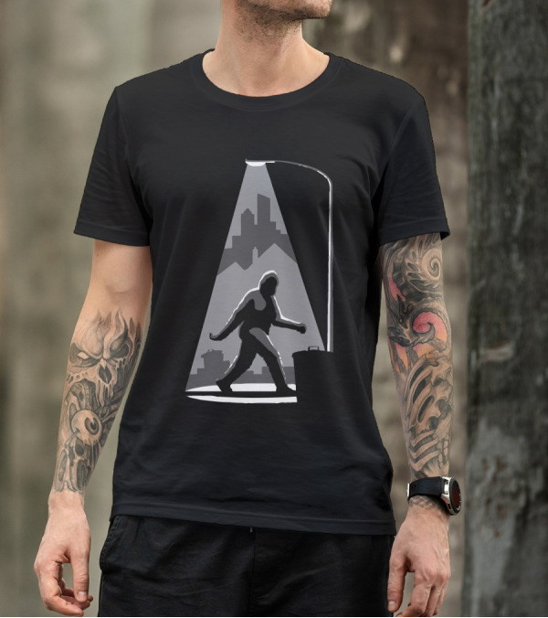 Bigfoot Recent Sighting City Silhouette Scene T-Shirt